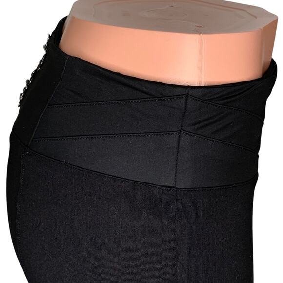 Bebe Mid Rise Fitted Pants Size 4 Wide Waistband with Hook & Eye Detail - Picture 4 of 13